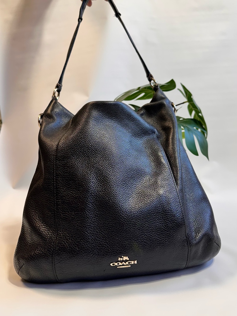 Coach Black Pebbled Leather Shoulder Hobo